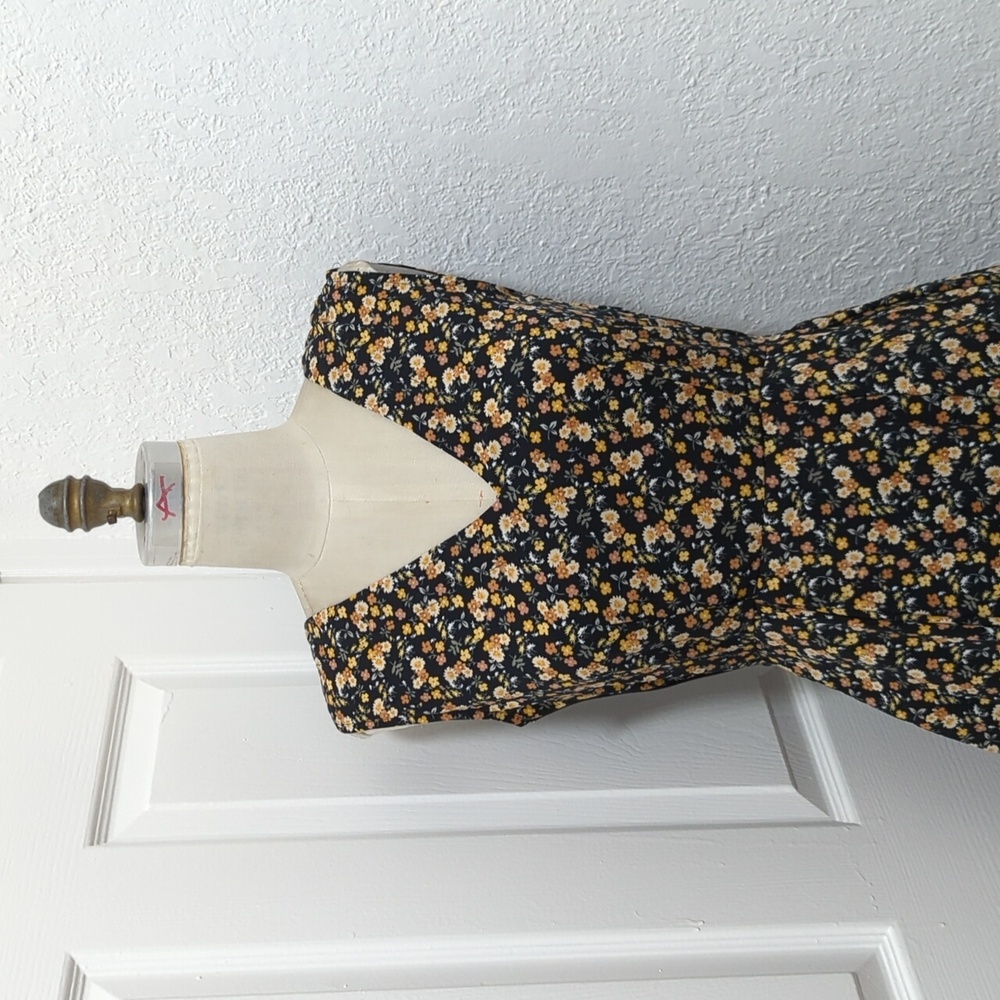 Mustard and Black Floral Dress